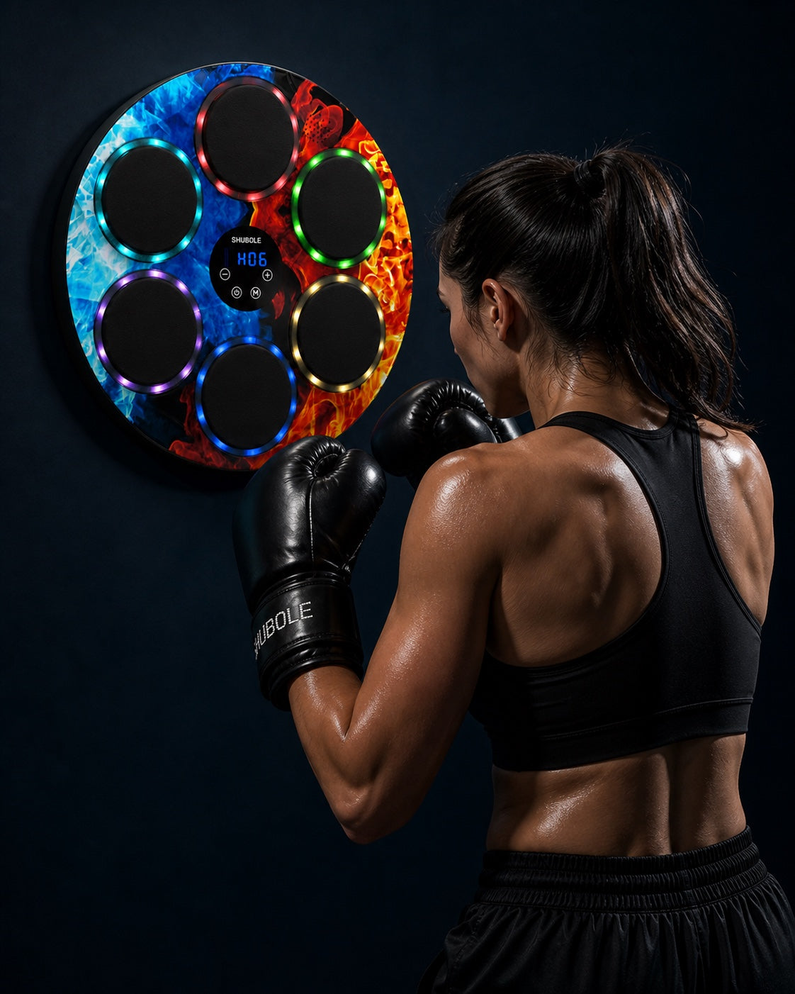 Athlete tracking an illuminated boxing target