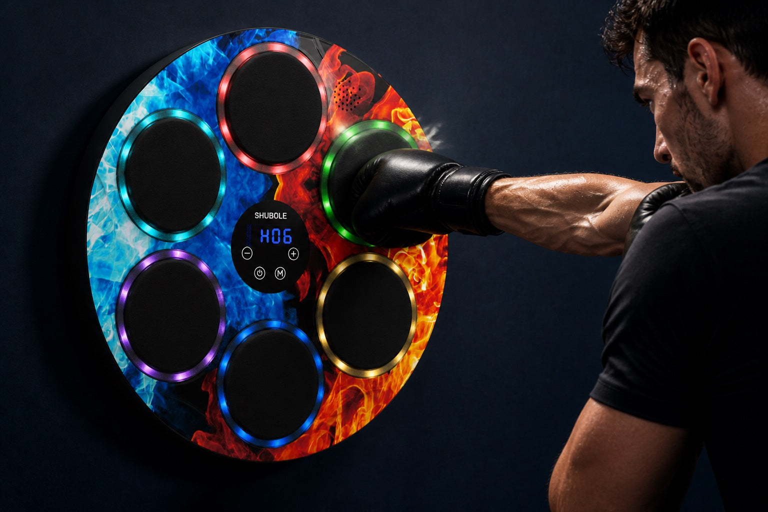 Close-up of a glove striking a SHUBOLE target